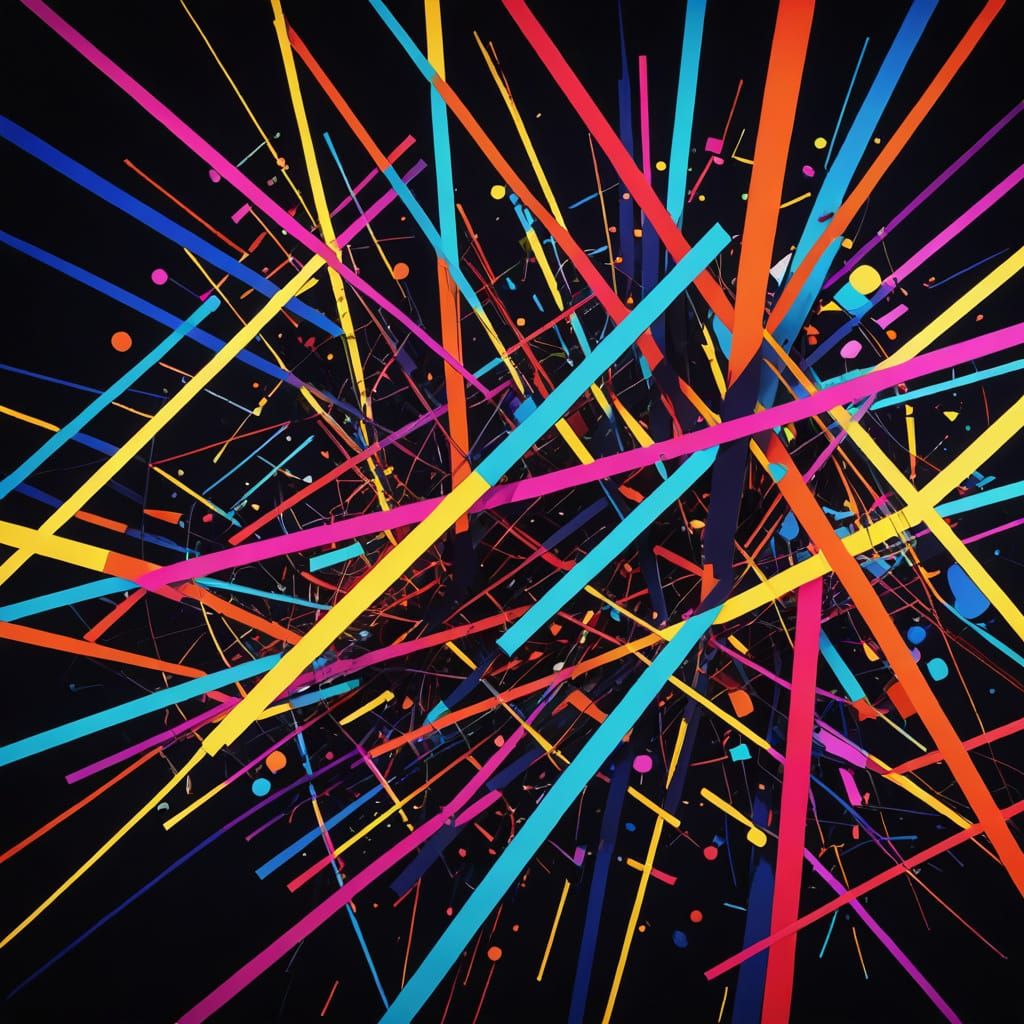 Vibrant Geometric Abstraction with Expressive Brushstrokes