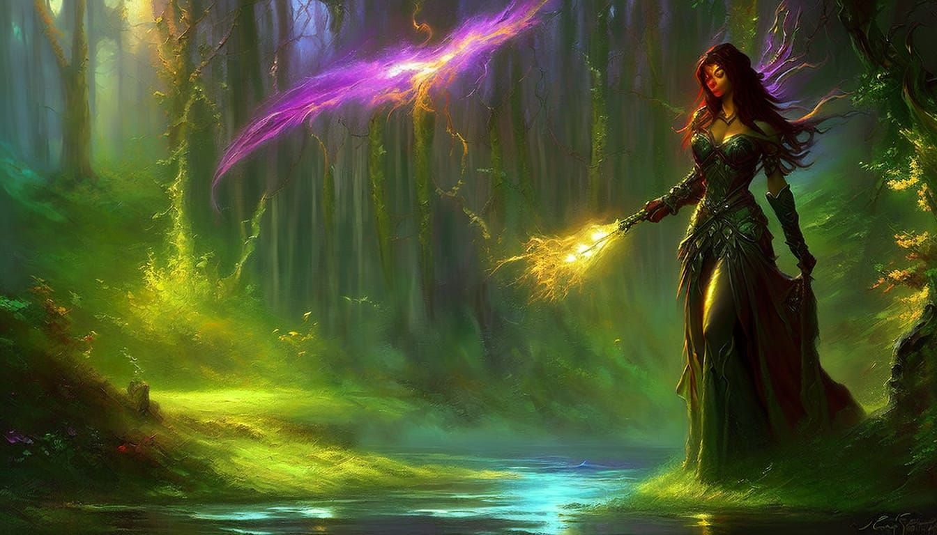 Ethereal Elemental Magic in Dark Fantasy Style