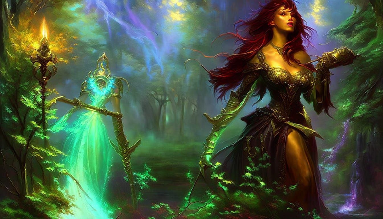 Ethereal Elemental Magic in Dark Fantasy Style