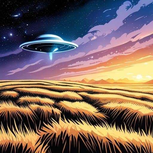 George Jetson Flying a UFO in Comic Book Style