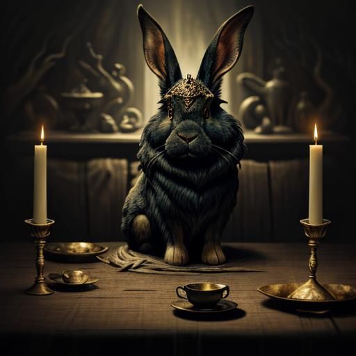 Eerie Rabbit's Table: Dark Fantasy in Dutch Style