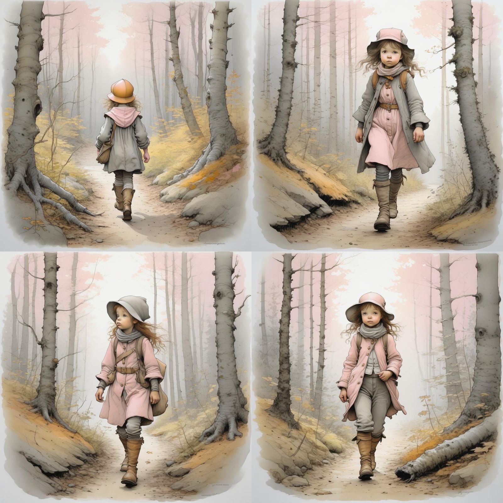 Girl Walking in Woods, Jean-Baptiste Monge Style