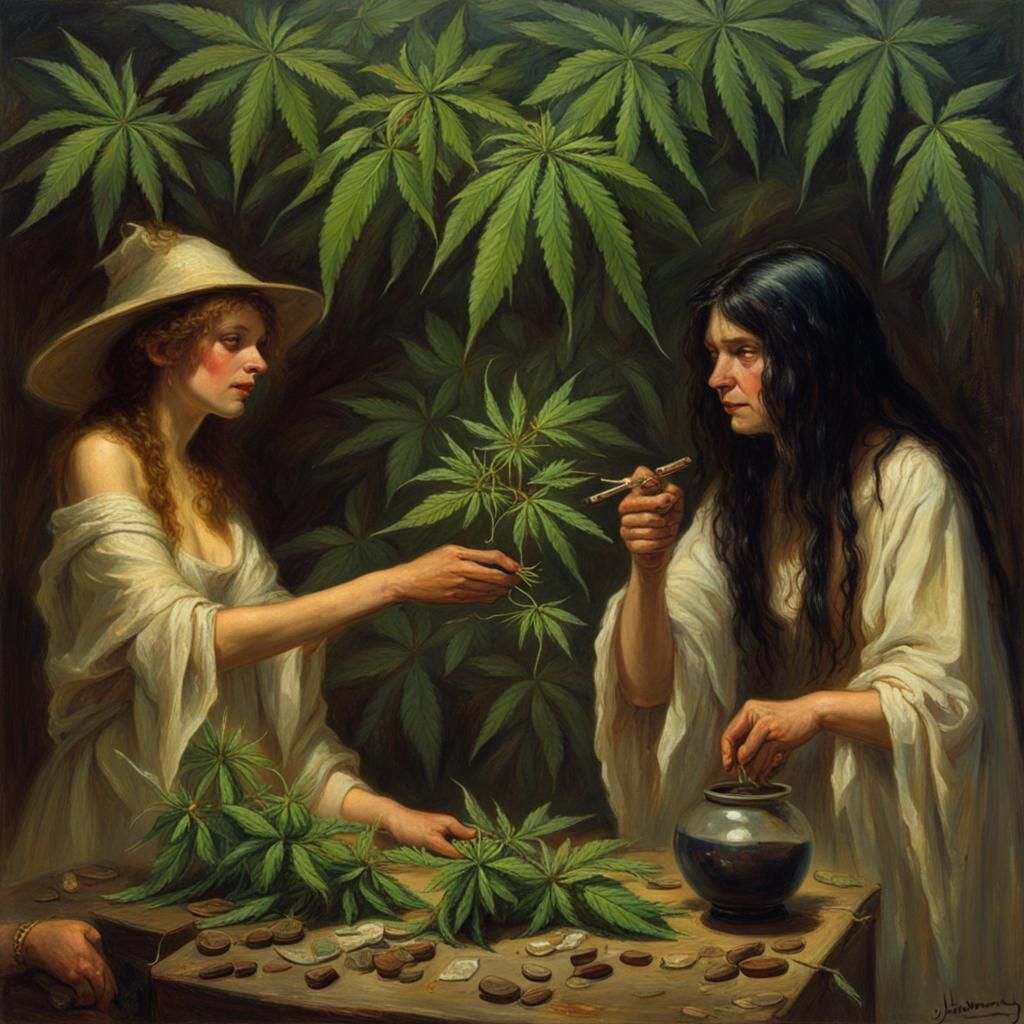 Cannabis Warlocks Offer Joints to Witches