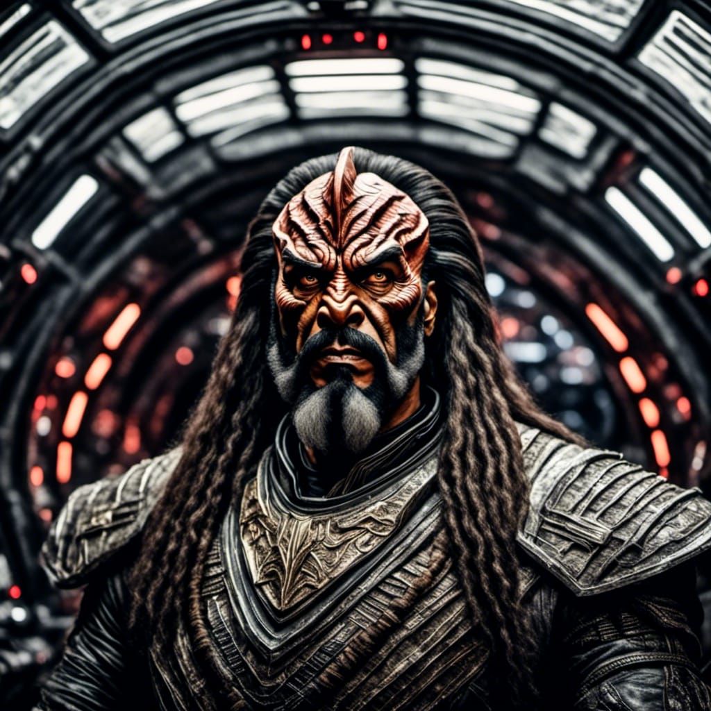 Klingon Vampire Warrior in Watercolor Style