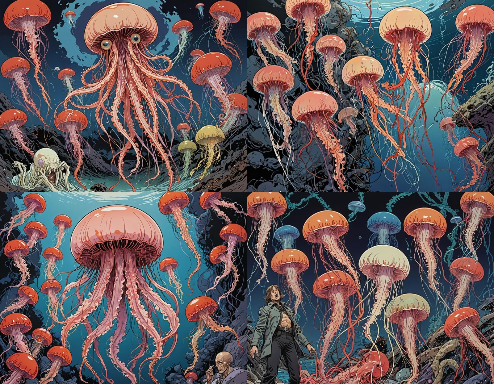 Grotesque Jellyfish Vivisection in Vector Style