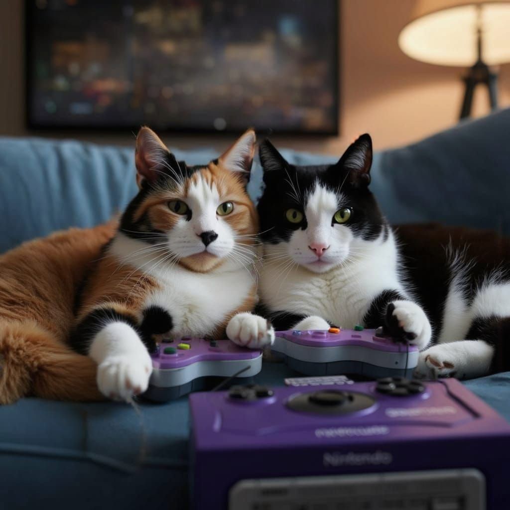 Engaged Black and White Cat Portrait