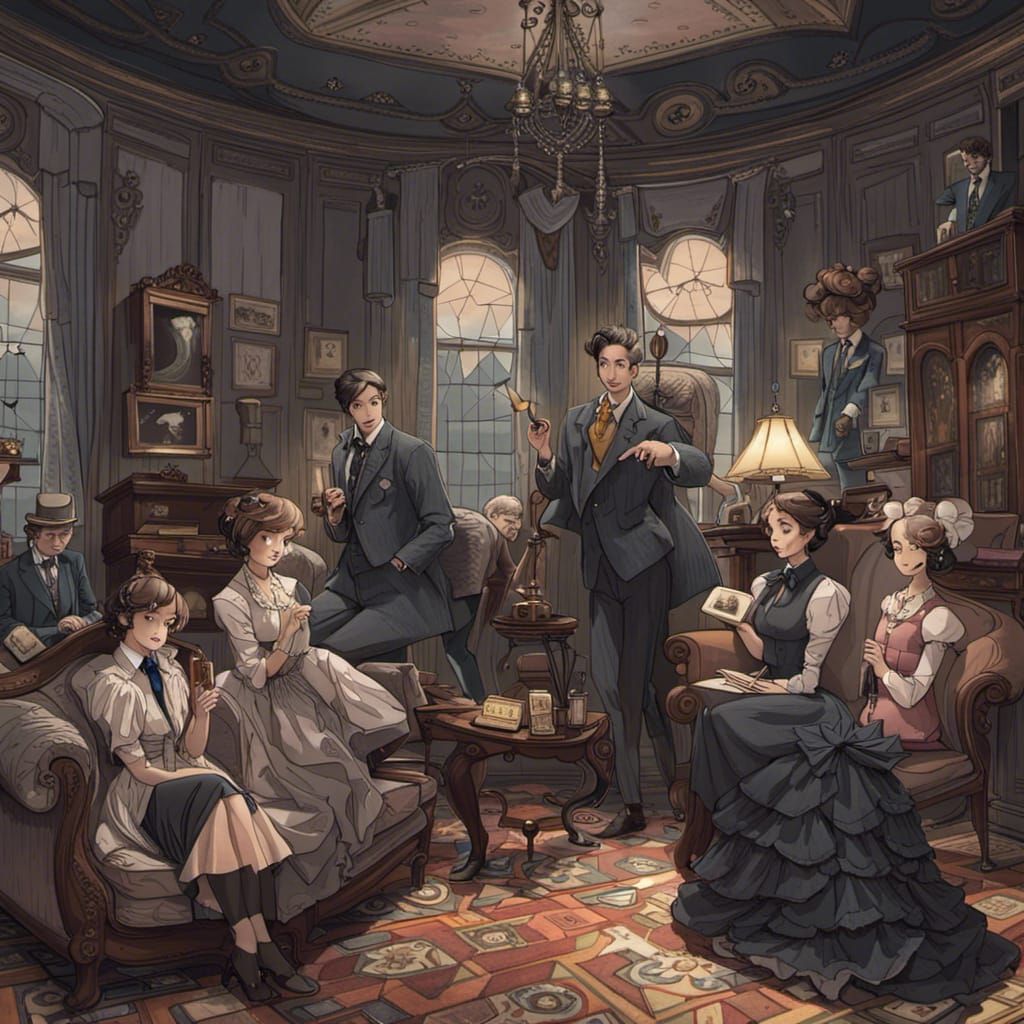 Artists Writing in Castle Living Room in Detailed Matte Pain...