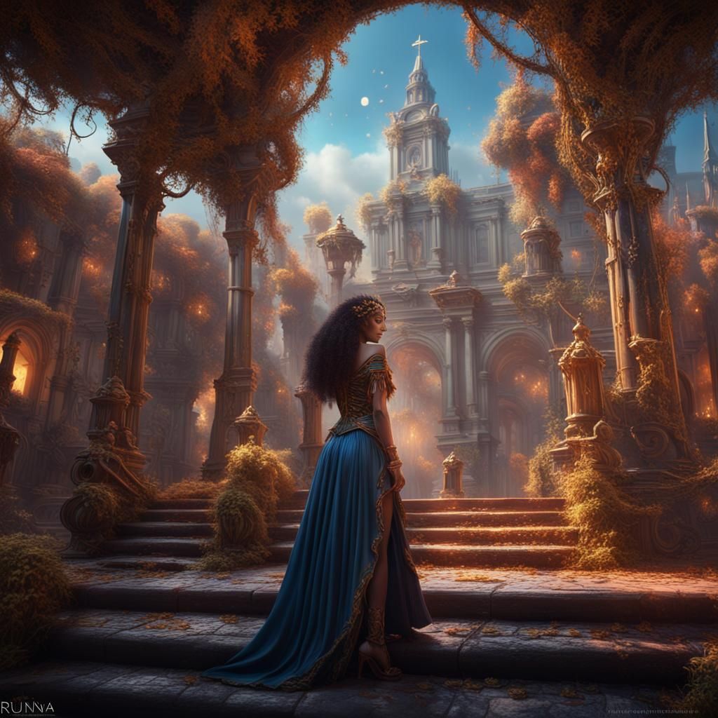 Red-Haired Dancer in Greece: Fantasy Concept Art