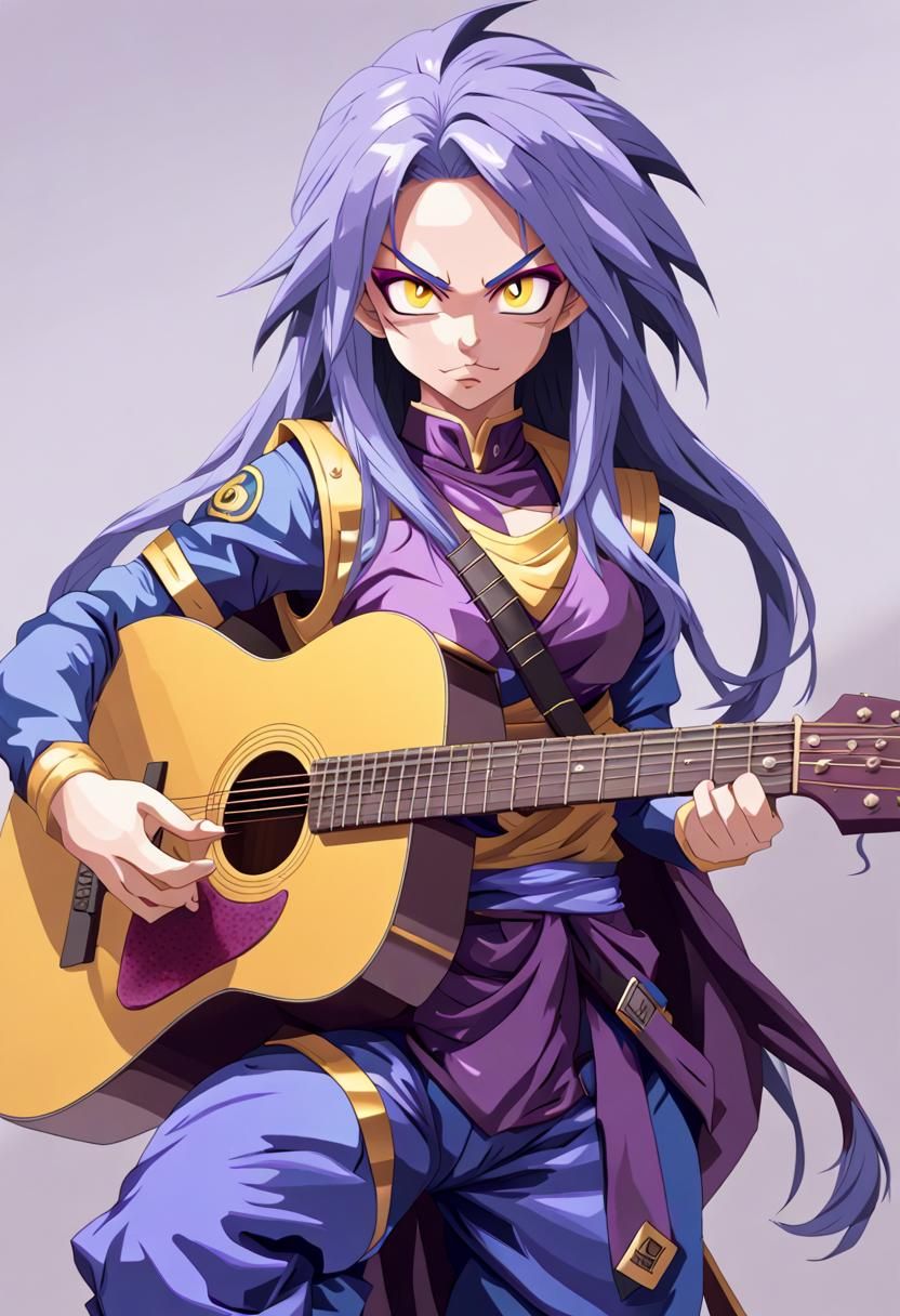Saiyan Warrior Girl with Acoustic Guitar