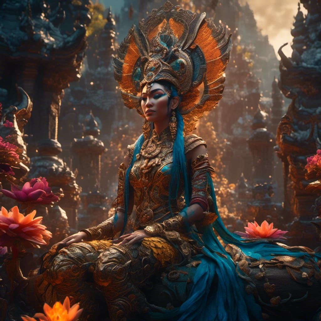 Detailed Matte Painting of an Apsara in 8k