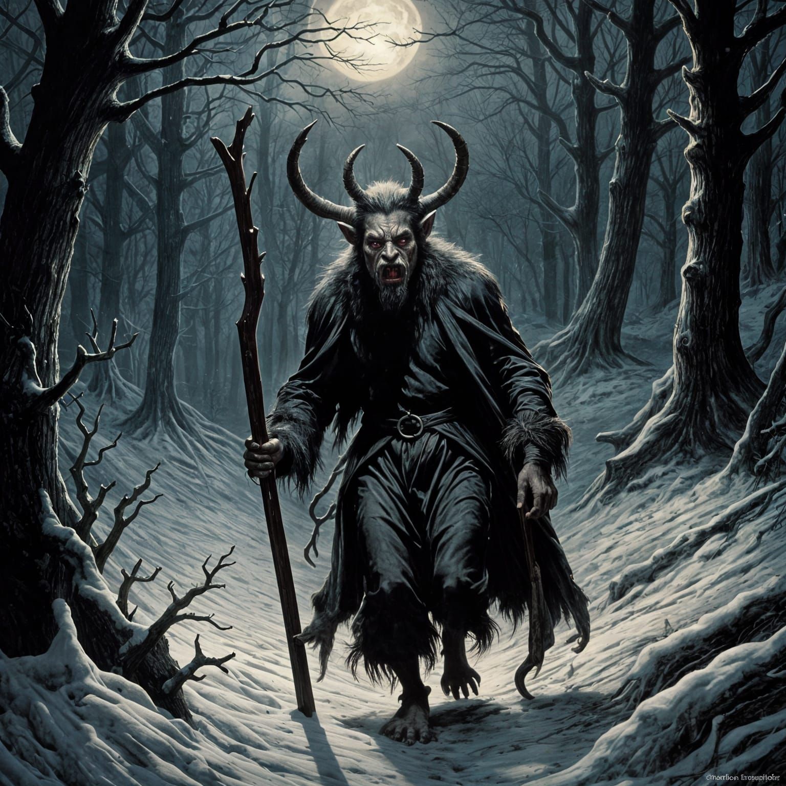 Krampus Emerges from the Dark Woods in a Haunting Horror Sce...