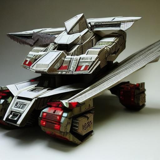 Origami Mecha Warriors in Battlefield Scene