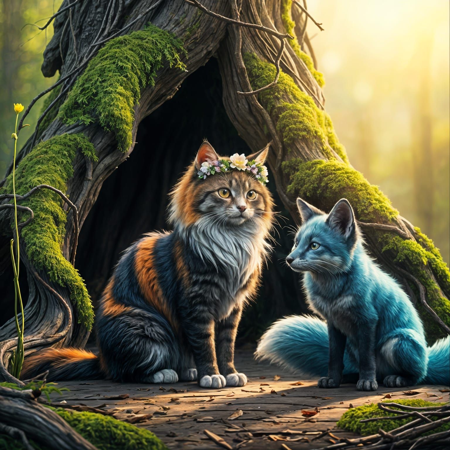 Calico Cat and Two-Tailed Fox in Unreal Engine