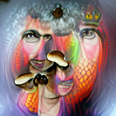 Psychedelic Queen on Mushroom Portrait