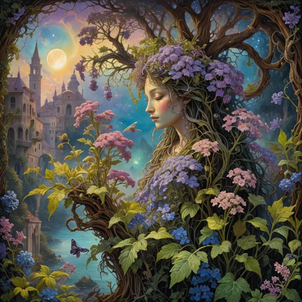 Fantastical Glowing Sculpture in Botanical Universe