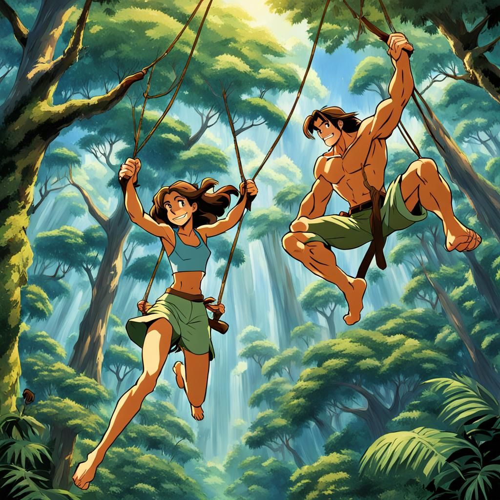 anime style tarzan and jane