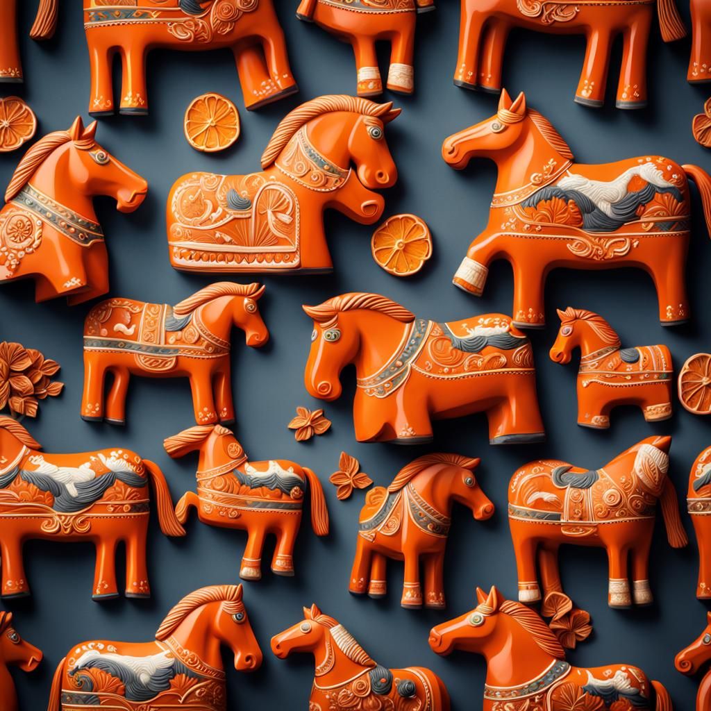 Hyperrealistic Swedish Dala Horse with Intricate Details