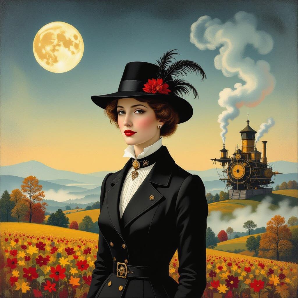 Cosmic Crepuscular Autumn Scene in Steampunk Design Studio