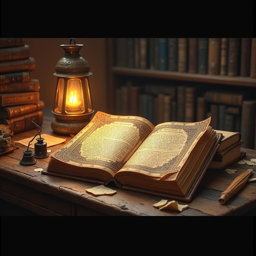 Ornate Coptic Textbook in Digital Matte Painting Style