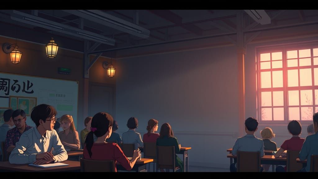 Anime Student Life in Vibrant Studio Ghibli Style