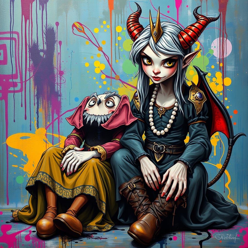 Princess Bean with Luci in Polychromatic Street Art