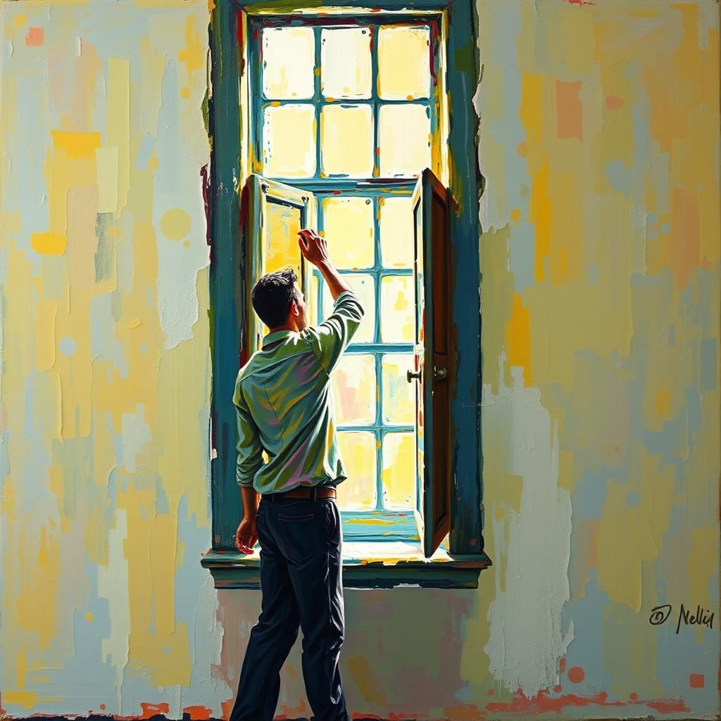 Expressionist Painting: Light Through the Shutters