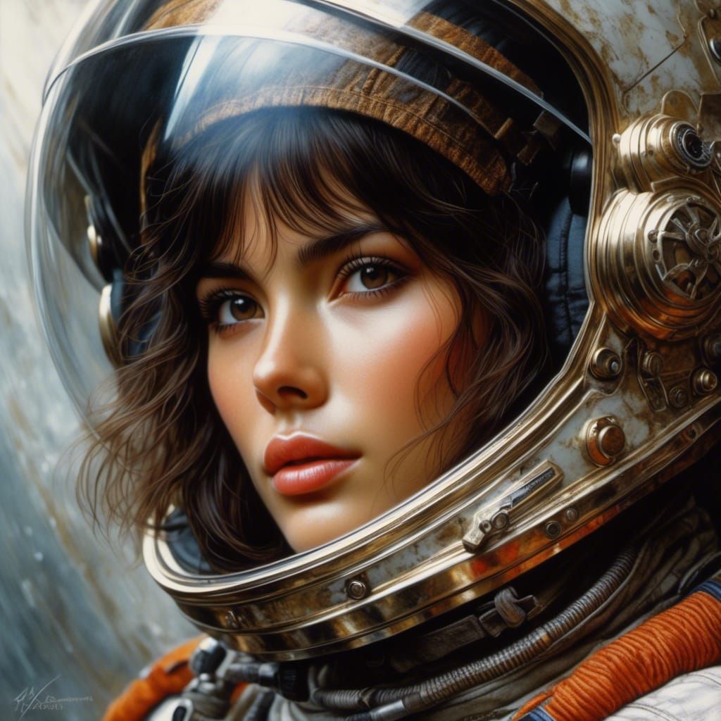 Beautiful Italian Astronaut Portrait in Hyperreal Style