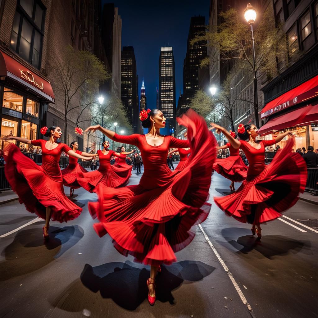 A  view of a mesmerizing group of flamenco dancers  in vibra...