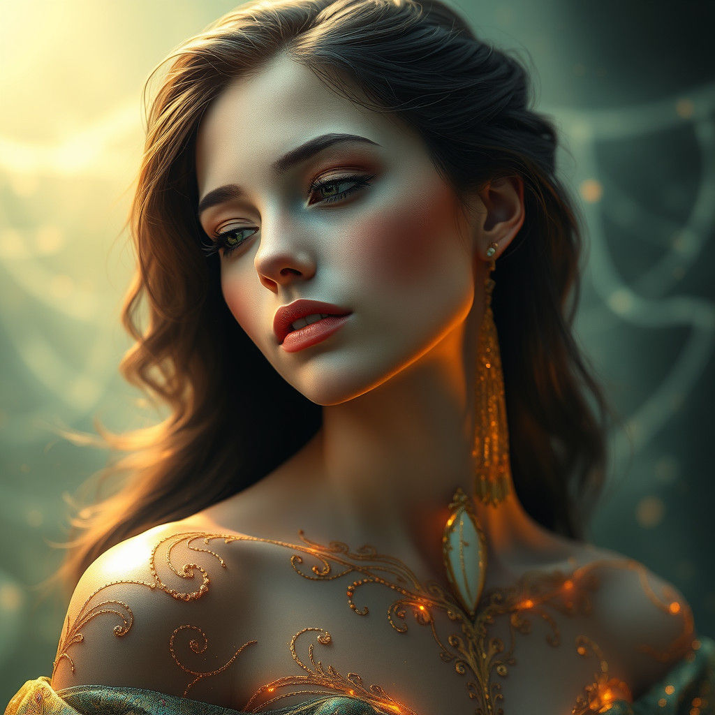Ethereal Beauty Bathed in Golden Light