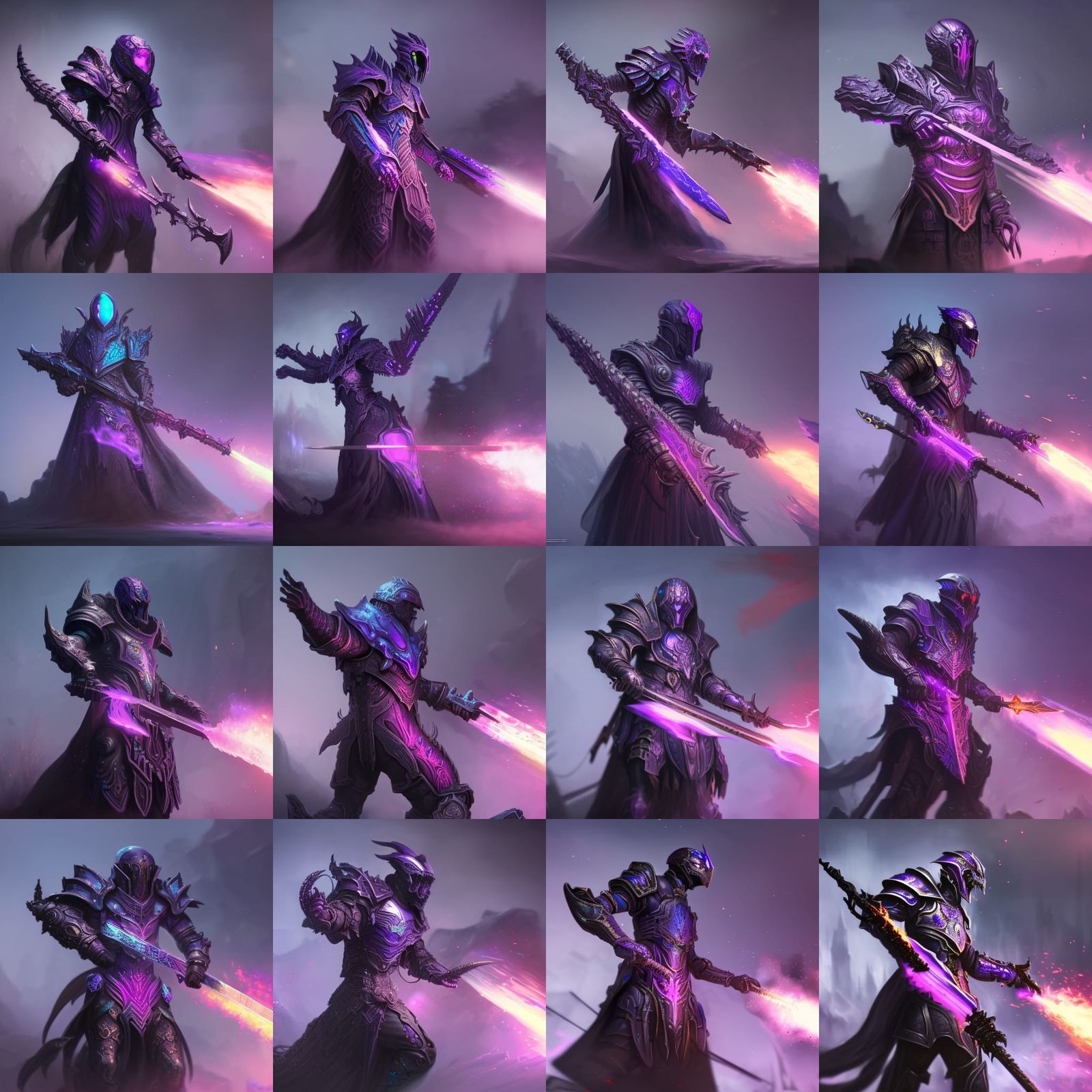 Ghost Armor with Fire Sword in Detailed Matte Painting