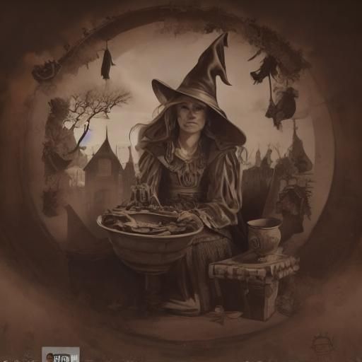 Young Witch Portrait in Horror Style