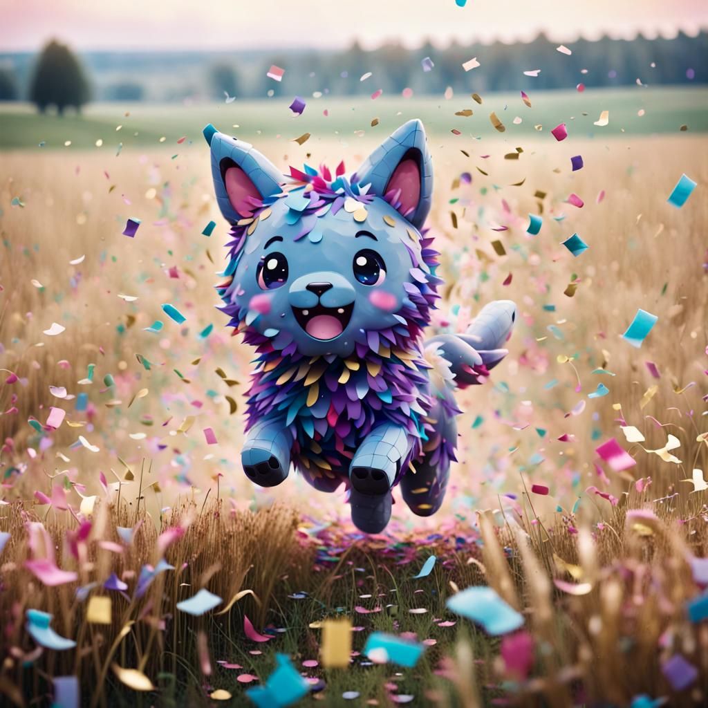 Confetti Creature Running in Dreamcore Field