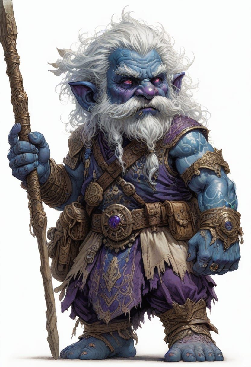 Pale Dwarf Wizard with Glowing Tattoos Illustration