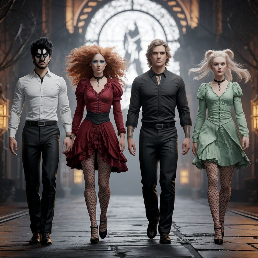 Apocalyptic Rock Band in Dark Fantasy Style