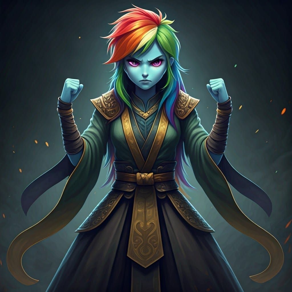 Elegant Fighter Monk in Vibrant 3D Anime Style