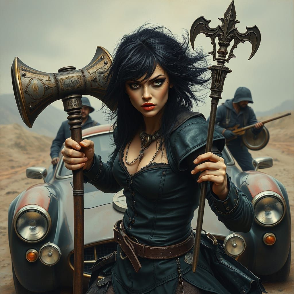 Steampunk Gothic Warrior in Oil Paint