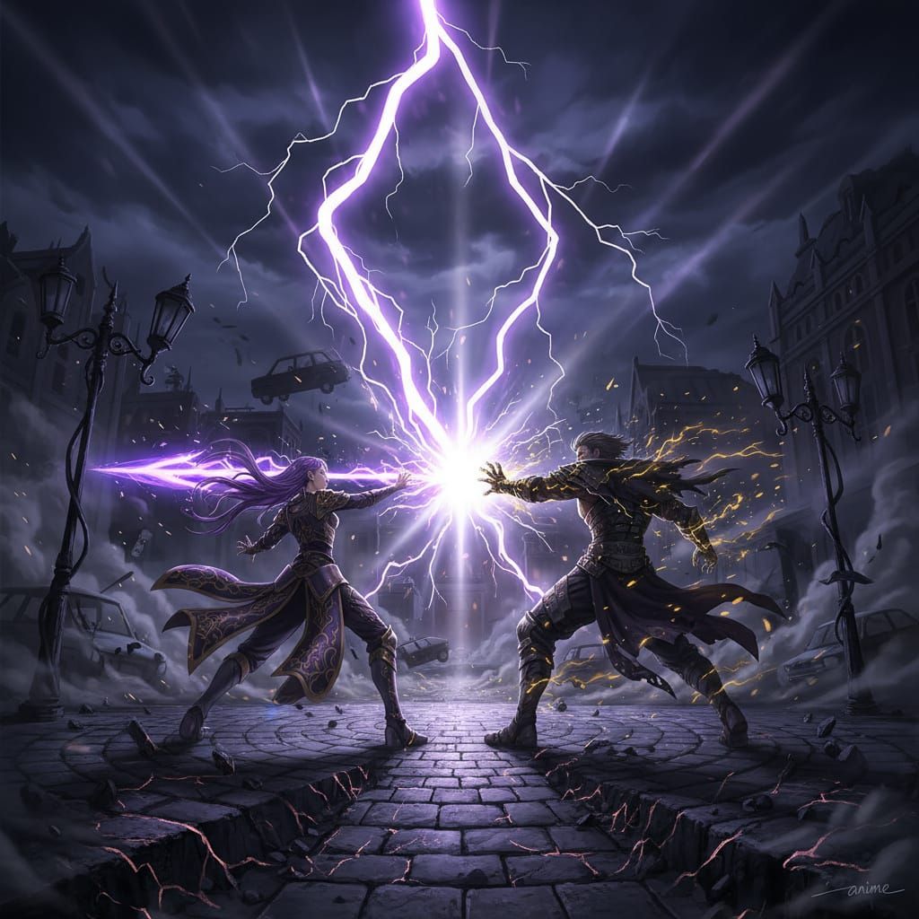 Lightning Clash in Dark Fantasy Concept Art