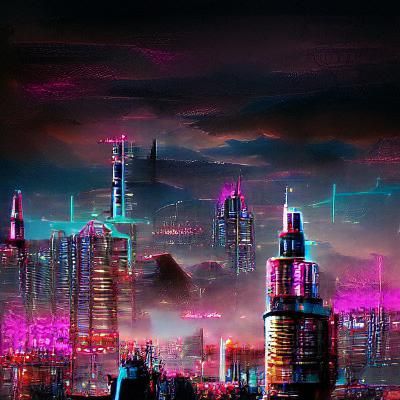 cyberpunk city skyline