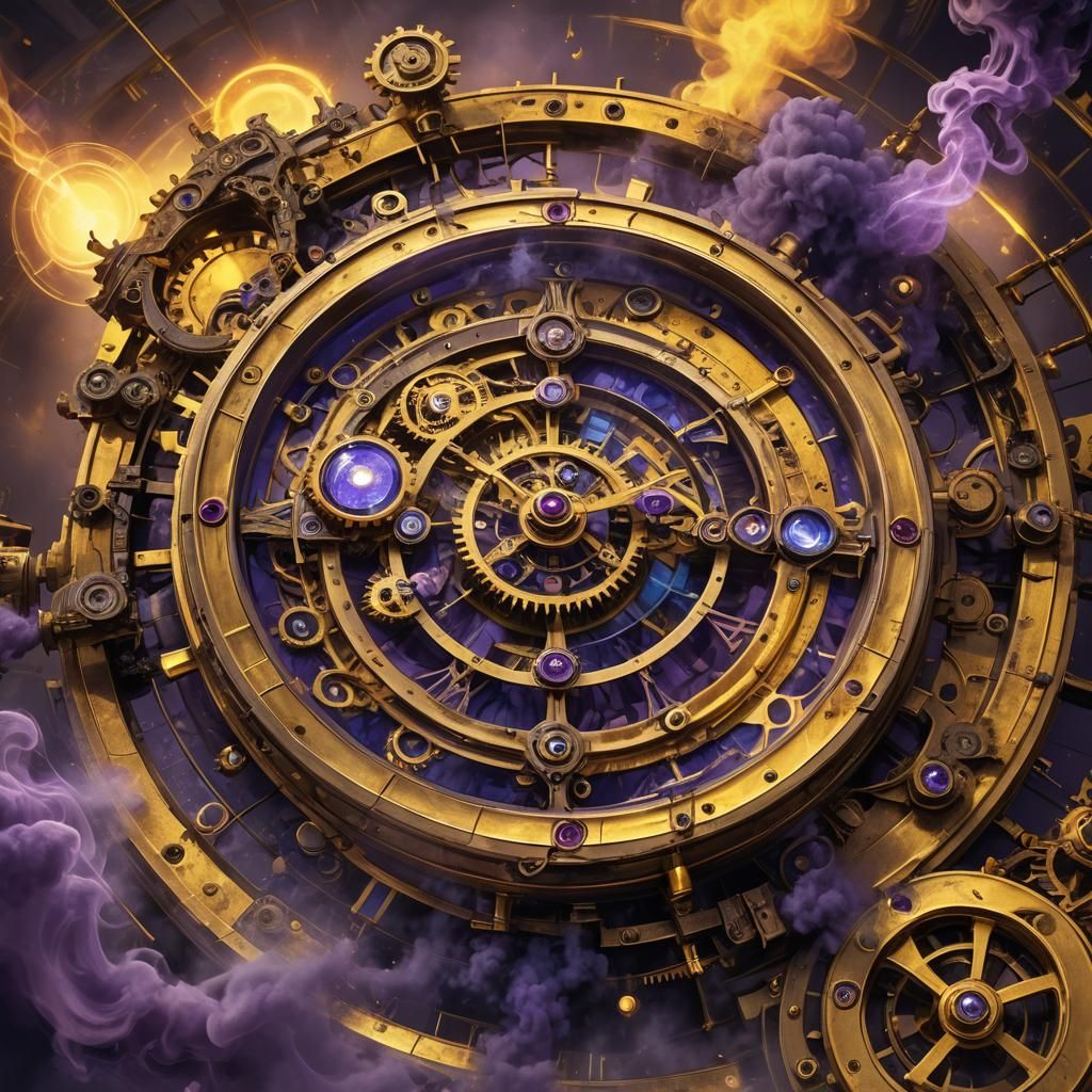 Intricate Steampunk Diagram with Mystical Elements