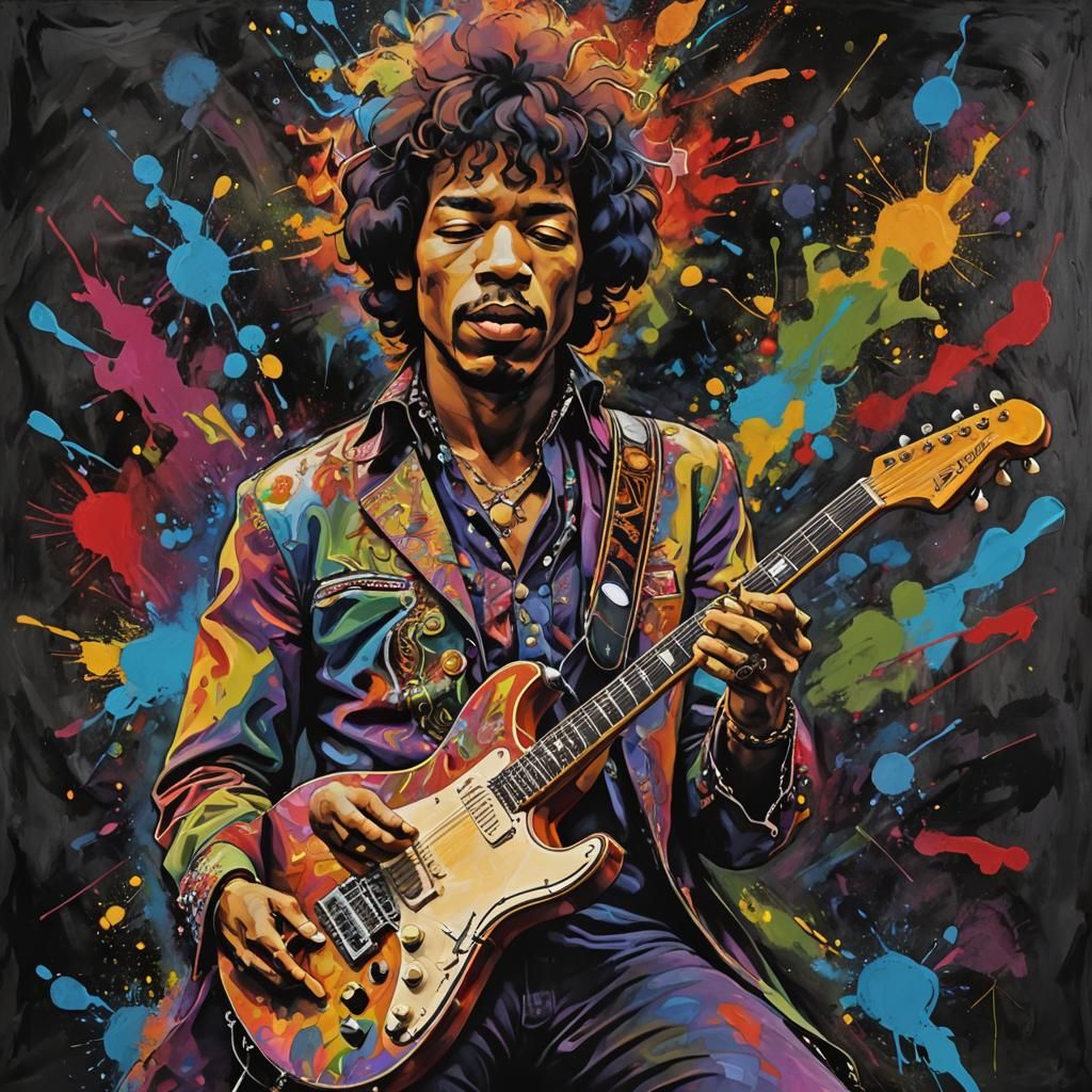 Vibrant Guitar: An Abstract Expressionist Painting