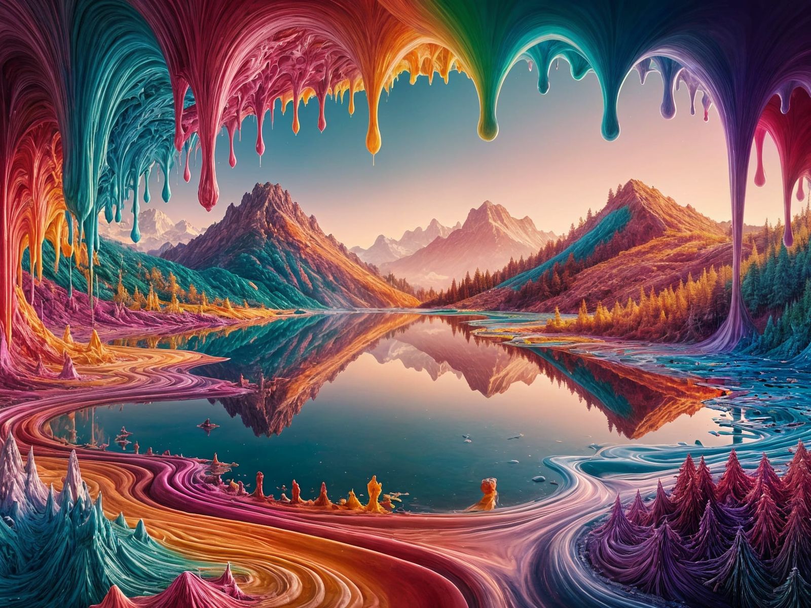 Surreal Landscape of Melting Colors