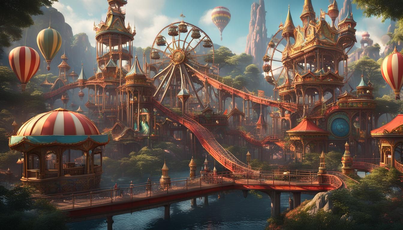 Fantastical Amusement Park Concept Art