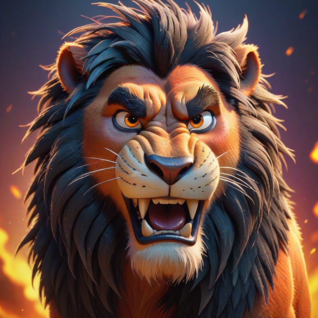 Furious Scar Portrait in Pixar Style
