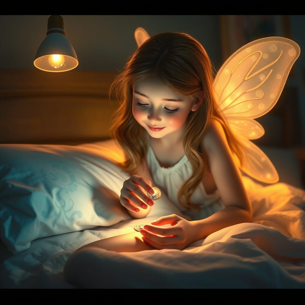 Whimsical Tooth Fairy Scene in Dreamy Light