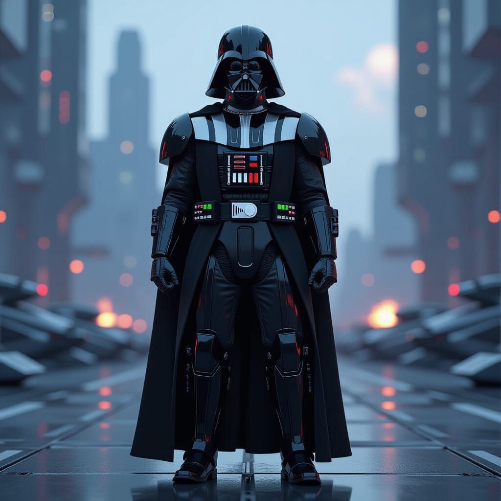 Darth Vader in Gundam Armor on Battlefield