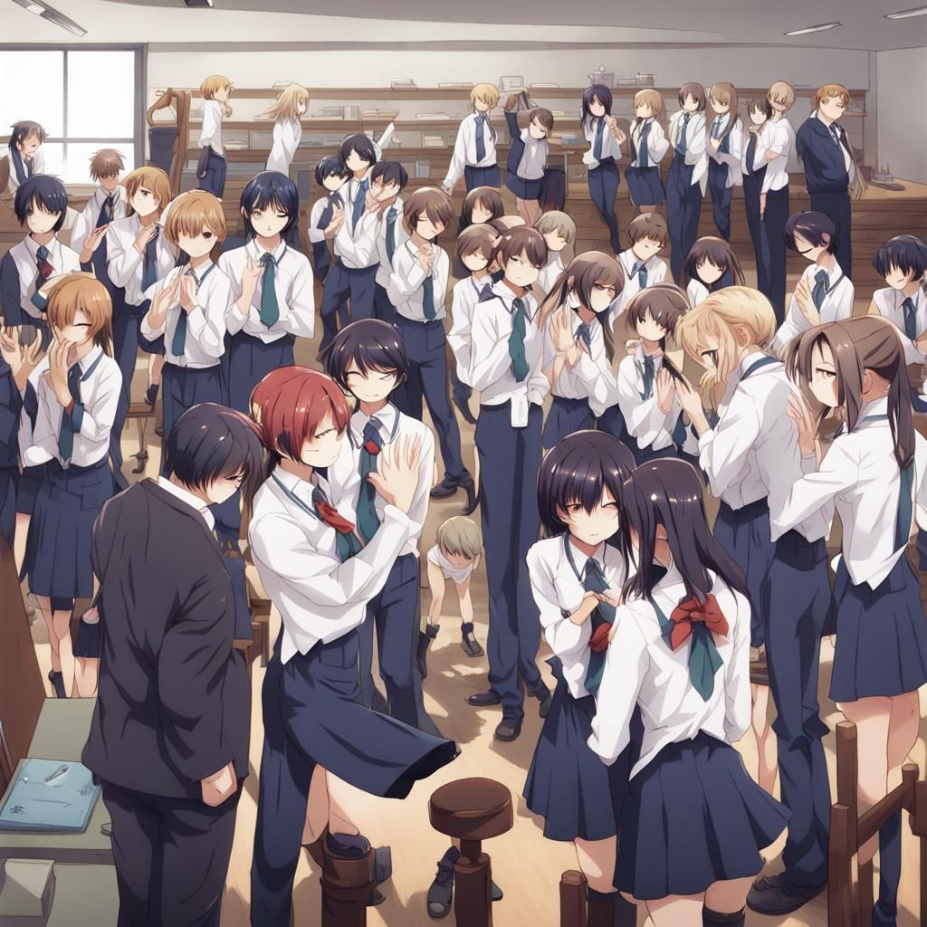 Anime Style Classroom Scene with Teacher