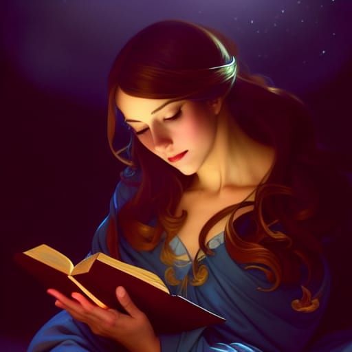 Midnight Reader in Digital Art Style