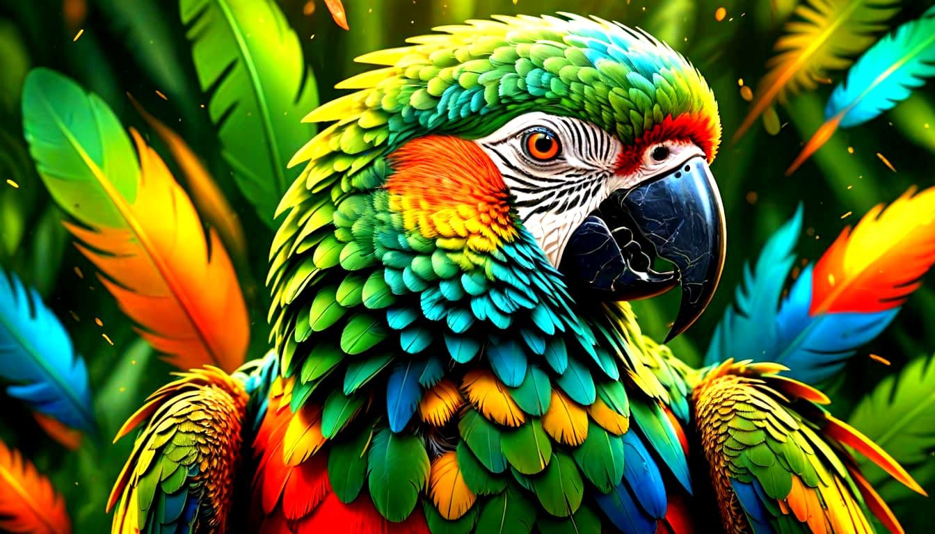 Extraordinarily Colored Parrot AI Generated