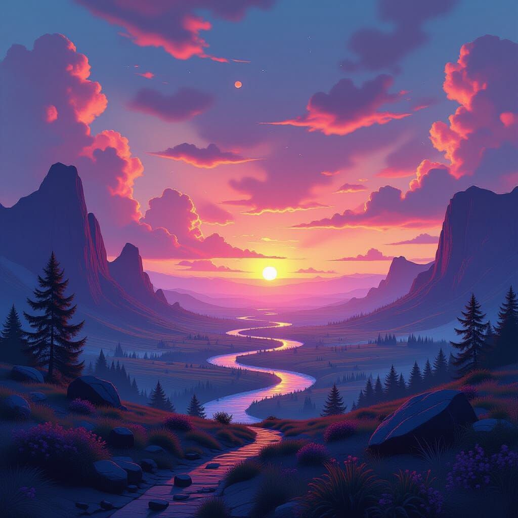 Surreal Dreamscape: A Landscape of Intricate Details