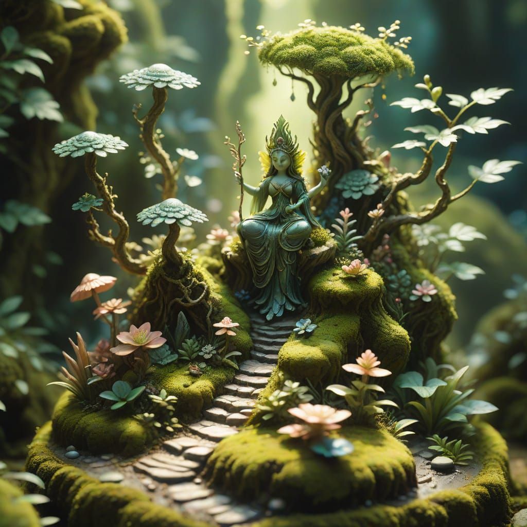 Magical Nature Deity in Miniature Diorama